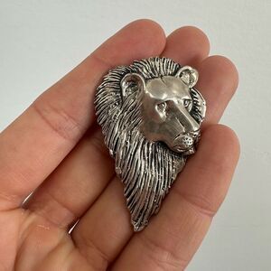 Rare ATI Mexico Sterling Silver Vintage 925 Lions Head Large Statement Pendent